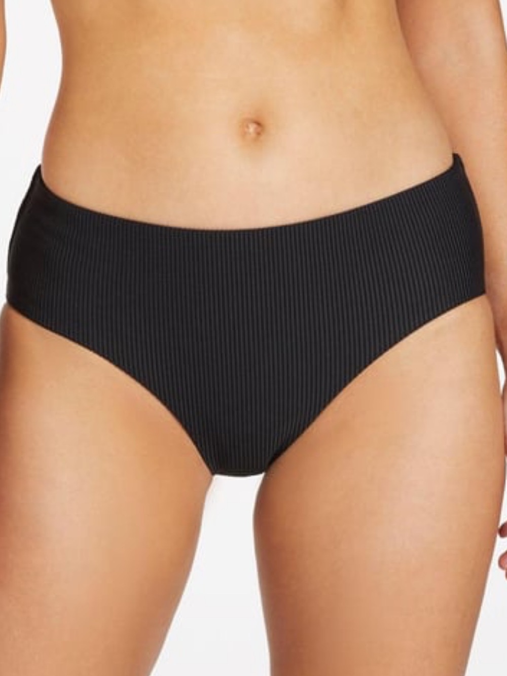 NWT CALIA by Carrie Underwood Black Ribbed Mid-Rise Bikini Bottom